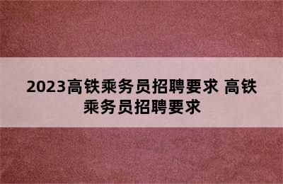 2023高铁乘务员招聘要求 高铁乘务员招聘要求